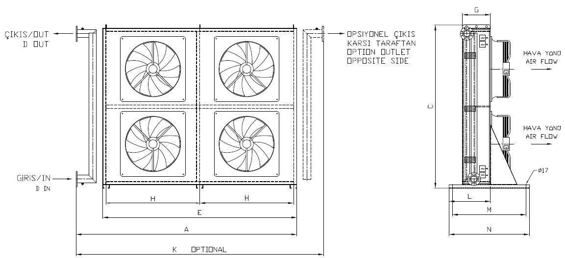 BC/BD-2X250BC1-B03 dimension drawing
