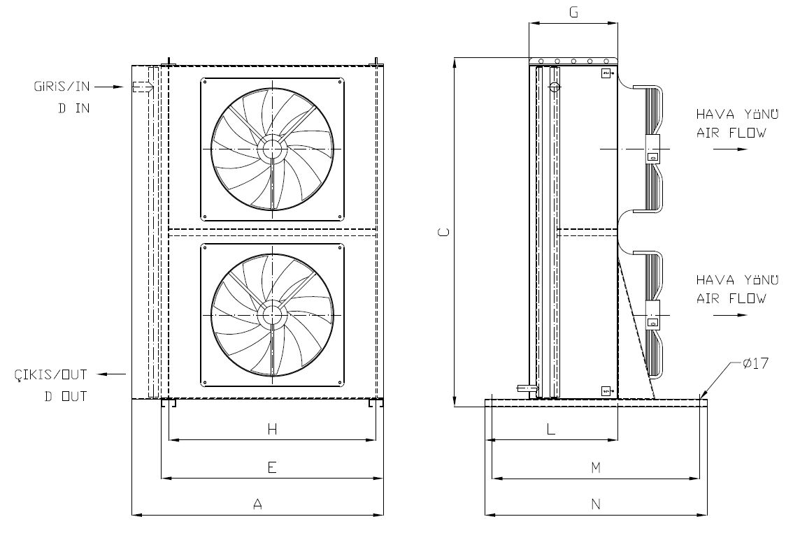 KA/KB-2x150AB1-B02 dimension drawing