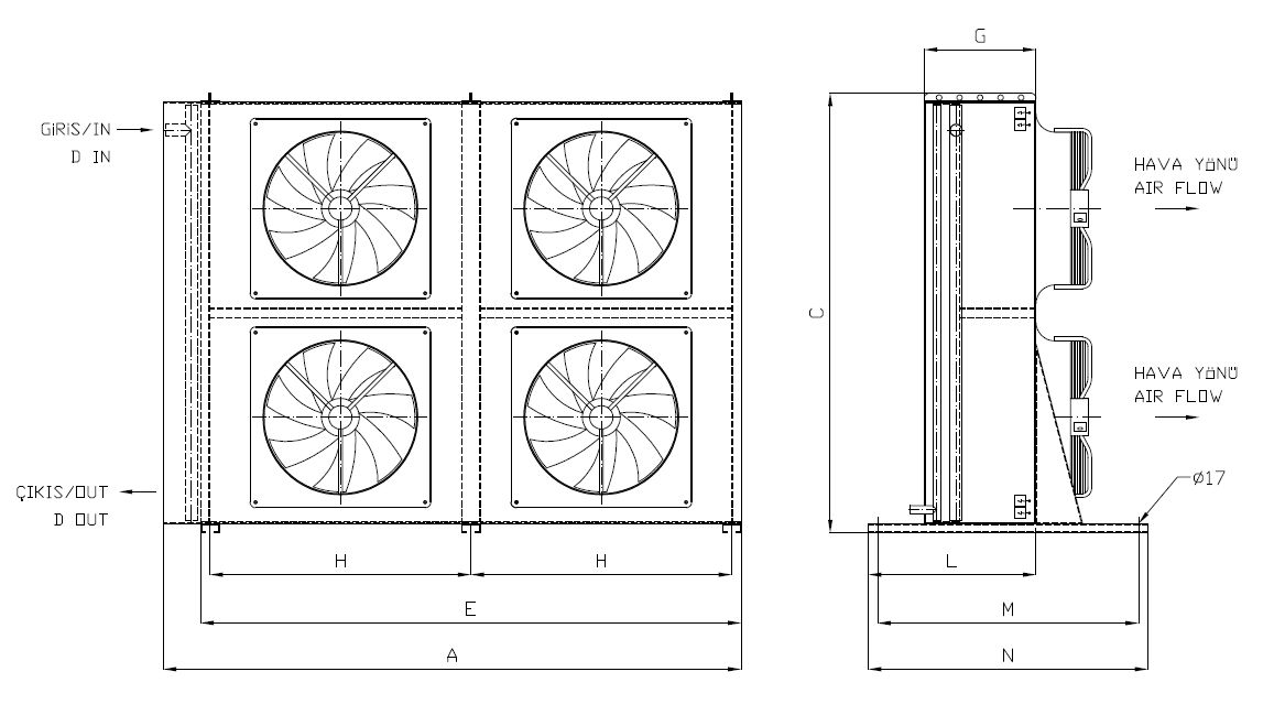 KA/KB-2x250BB5-B03 dimension drawing