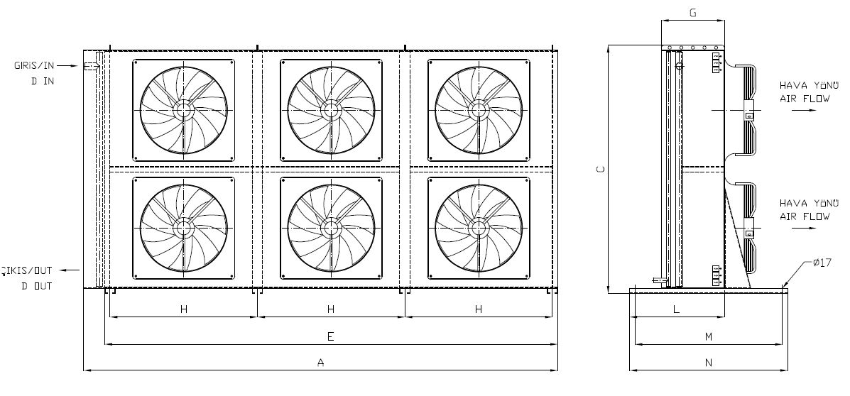 KA/KB-2x350AB1-B02 dimension drawing