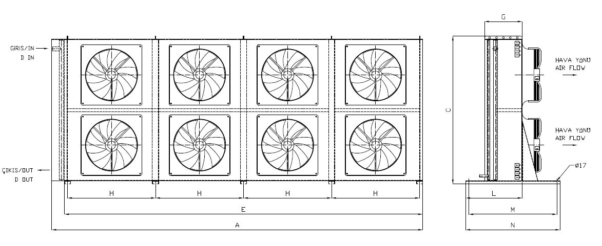KA/KB-2x450AB1-B02 dimension drawing