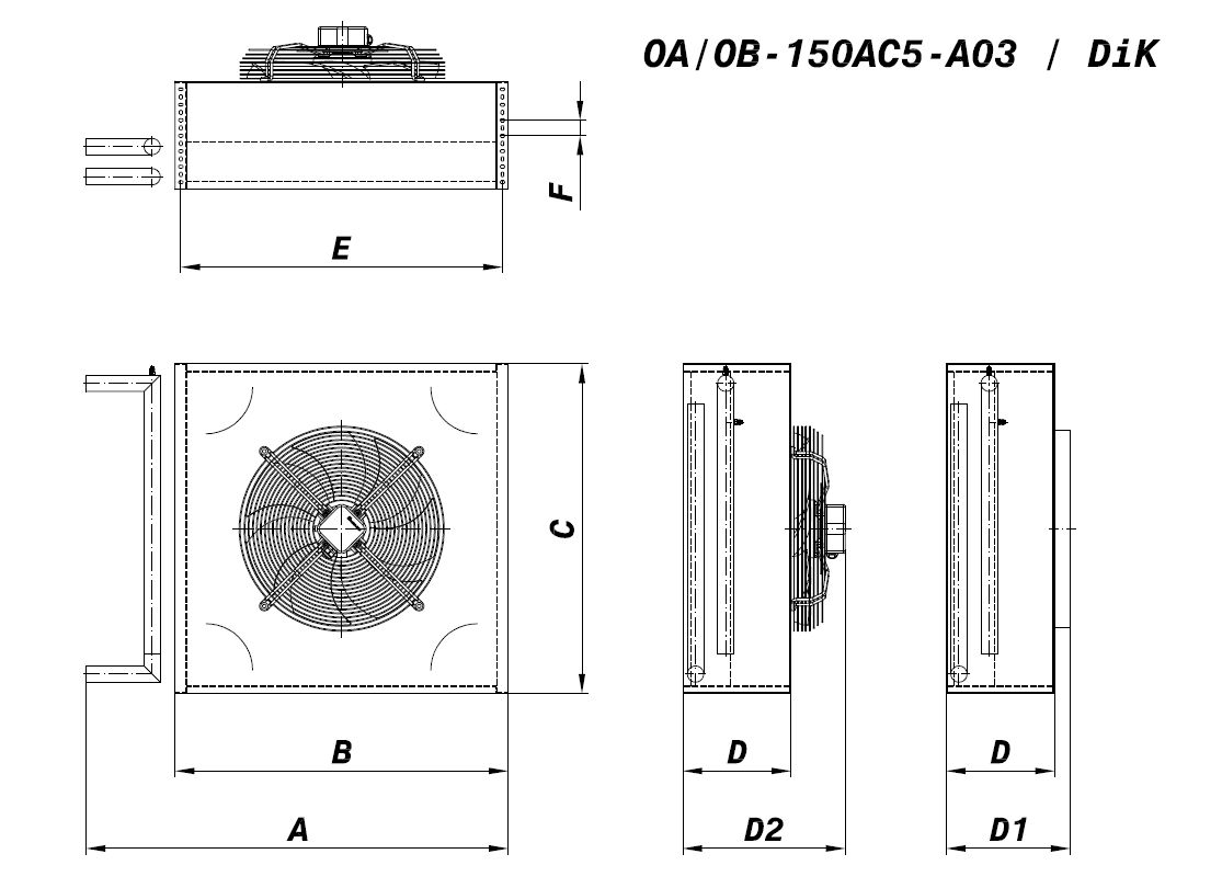OA/OB-150AC1-A03 dimension drawing