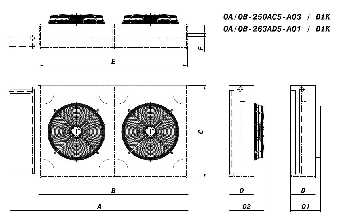 OA/OB-263AD1-A01 dimension drawing