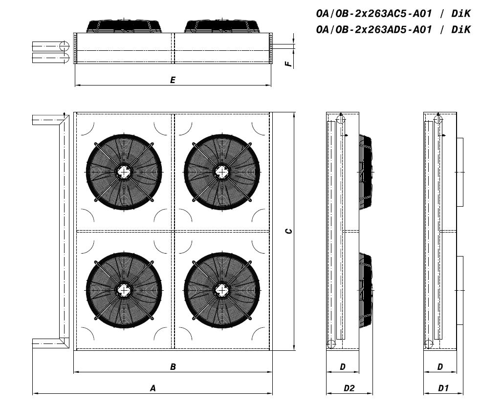 OA/OB-2X263AD5-A01 dimension drawing