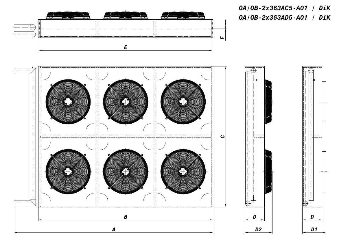 OA/OB-2X363AD5-A01 dimension drawing